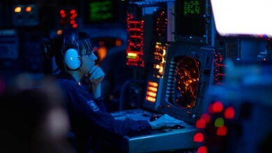 220720-N-XH769-1047 ATLANTIC OCEAN (July 20, 2022) U.S. Navy Operations Specialist 3rd Class Marissa Cisneros operates a terminal aboard the Wasp-class amphibious assault ship USS Kearsarge (LHD 3) July 20, 2022. The Kearsarge Amphibious Ready Group and embarked 22nd Marine Expeditionary Unit, under the command and control of Task Force 61/2, is on a scheduled deployment in the U.S. Naval Forces Europe area of operations, employed by U.S. Sixth Fleet to defend U.S., allied and partner interests. (U.S. Navy photo by Mass Communication Specialist 3rd Class Ryan Clark)