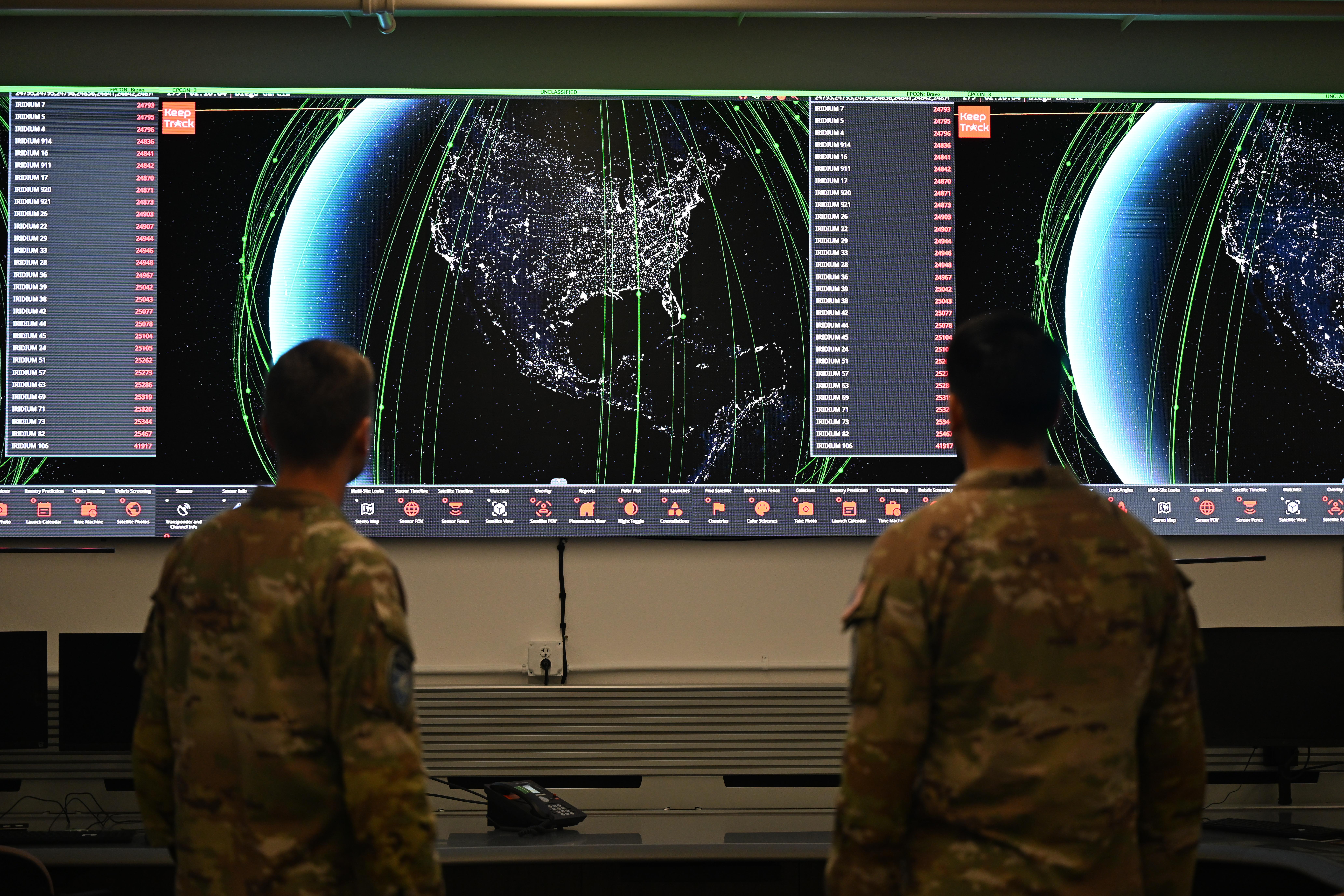 Members of the 18th Space Defense Combat Squadron, a unit assigned to U.S. Space Forces – Space under the USSF Force Generation model, observe orbital data at Vandenberg Space Force Base, Calif., Oct. 4, 2024. As one of five mission sets, S4S provides space domain awareness, conducting tactical command and control of the space surveillance network to detect, track, and identify artificial objects in orbit.