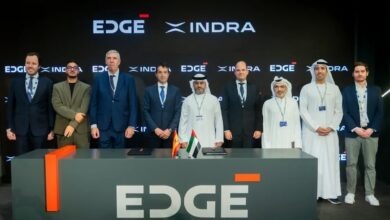 EDGE Group and Indra Group leaders posing after a signed memorandum of agreement
