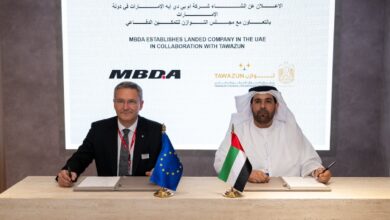 MBDA CEO Eric Béranger (L) and Tawazun Council’s Director General of the Industrial Development Directorate Matar Ali Al Romaithi