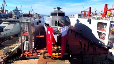 The Fast Attack Craft (FAC) 50 being built for the Qatari Emiri Naval Forces in Turkey. Photo: Dearsan