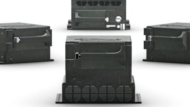 Four ruggedized black Galleon XSR mission computing units arranged in a square, showing front handles and rear cooling fins.
