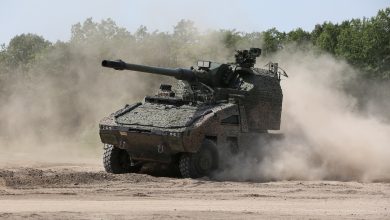 Image of the Remote-Controlled Howitzer 155mm (RCH 155) 52 calibre wheeled artillery system. Seen here at a military training area in Germany. The criticality of artillery fire has never been clearer. Automated artillery systems have packed a powerful punch on the battlefield in Ukraine, and RCH 155 will provide a modernised capability unparalleled in other artillery systems. RCH 155 delivers increased range and accuracy for artillery engagements, a high rate-of-fire of up to nine rounds-per-minute and possesses a powerful blend of tactical and operational mobility. Able to deliver multiple rounds onto a target simultaneously in a 360-degree arc at range, it also has a direct fire capability providing close range defence. As part of the Boxer family, it uses the common Boxer drive module, creating efficiencies in support through platform commonality and modularity, and improving interoperability.