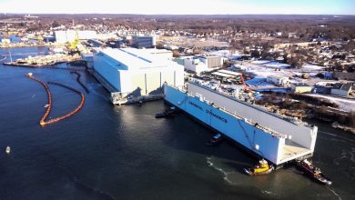 Electric Boat's Atlas floating dry dock for Columbia submarine construction