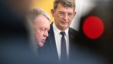 Denmark's Minister for Foreign Affairs Lars Loekke Rasmussen and Deputy Prime Minister and Minister for Defence Troels Lund Poulsen speak to the media after the meeting of the Foreign Policy Committee in Copenhagen, Denmark, on January 6, 2026.