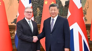 Chinese President Xi Jinping meets with British Prime Minister Keir Starmer, who is on an official visit to China, at the Great Hall of the People in Beijing, capital of China, on January 29, 2026.