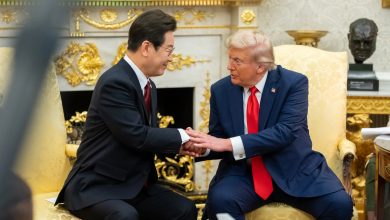 President Donald Trump hosting a bilateral meeting with South Korean President Lee Jae-myung in the White House
