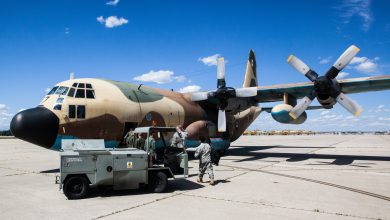 U.S. Army Soldiers from the 982nd Combat Camera Company (Airborne) and 55th Signal Company (Combat Camera) board a C-130 Hercules for an aerial delivery during Operation Skyfall - España, Madrid, Spain, May 5, 2015. Operation Skyfall - España is an exercise initiated and organized by the 982nd Combat Camera Company and hosted by the Brigada Paracaidista of the Spanish army. The exercise is a bilateral subject matter exchange focusing on interoperability of combat camera training and documentation of airborne operations. (U.S. Army photo by Staff Sgt. Justin P. Morelli / Released)