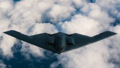 A U.S. Air Force 509th Bomb Wing B-2 Spirit approaches a 351st Aerial Refueling Squadron KC-135 Stratotanker during the Bomber Task Force training exercise over England, Aug. 29, 2019. The BTF consists of Airmen and support equipment from the 509th BW, Whiteman Air Force Base, Missouri, deployed to The United States Air Forces in Europe – Air Forces Africa to conduct theater integration and flying training. (U.S. Air Force photo by Staff Sgt. Jordan Castelan)