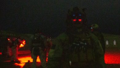 U.S. Marines with 3rd Force Reconnaissance Company, 4th Marine Division, Marine Forces Reserve, conduct low-light training during exercise Resolute Sentinel 24 at Base Naval De Infanteria De Marina, Lima, Peru, June 11, 2024. The Marines utilized Night Vision Goggles (NVG), and infrared lasers to fire at targets enhance comfortability and familiarity of low-light operations. RS24 is a U.S. Southern Command sponsored exercise that consists of comprehensive joint training opportunities aimed at enhancing regional security and interoperability among the United States, France, Peru, Colombia, Ecuador, Chile, and Brazil. (U.S. Marine Corps photo by Cpl. Samuel Qin)