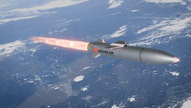 3D rendering of an Ursa Major hypersonic missile in high-altitude flight above Earth, illustrating advanced propulsion and air defense penetration capabilities.
