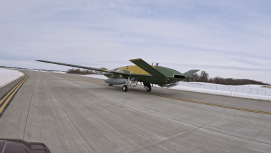 The first operational MQ-25A Stingray completes its first taxi test.