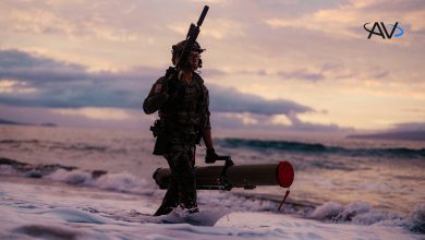 Soldier carrying a Switchblade loitering munition