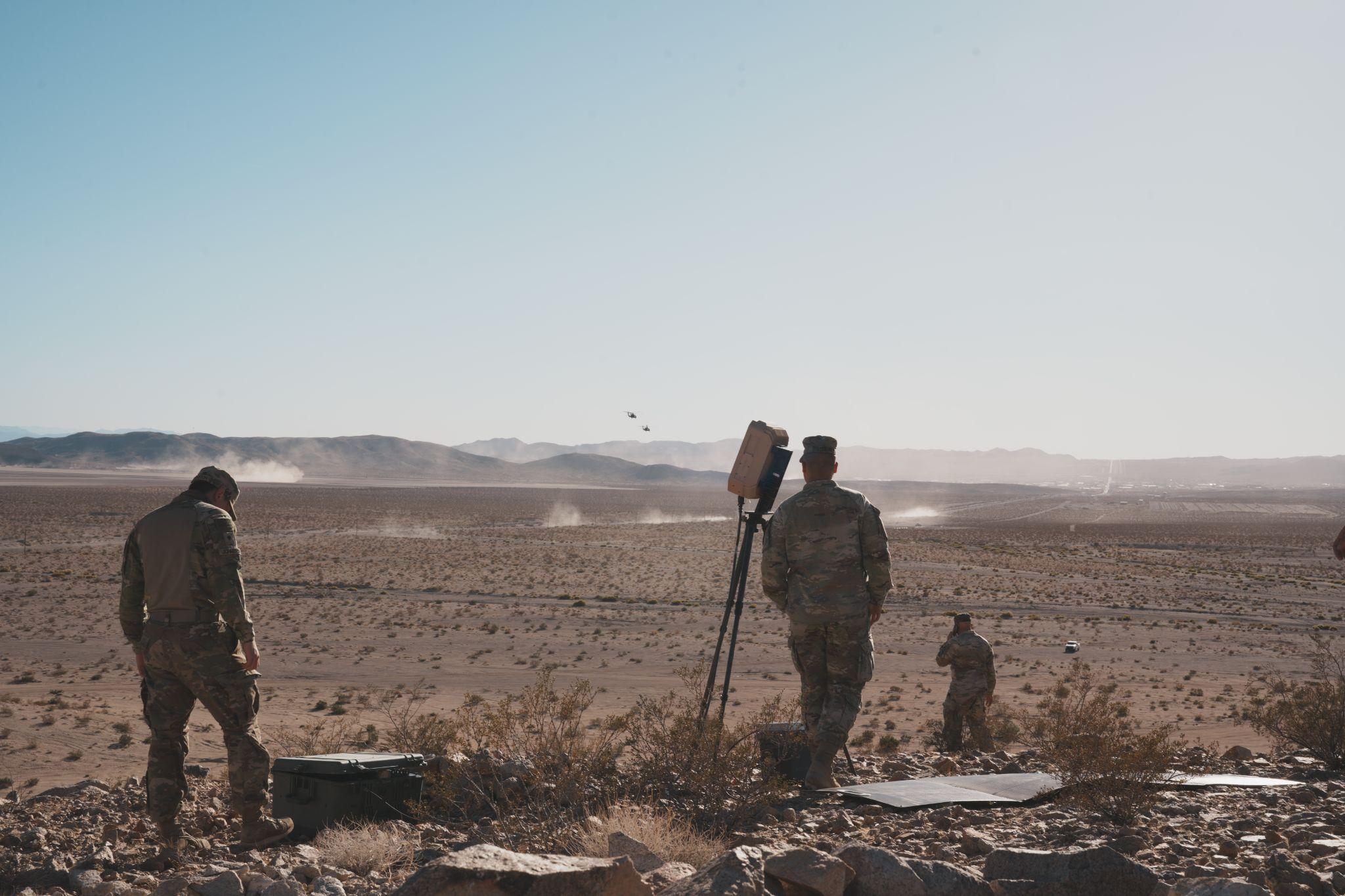 Drones over troops with sensing systems. Photo: Picogrid