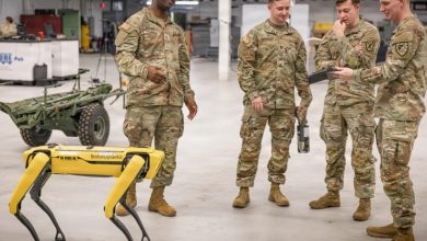 Students participating in the Robotic Autonomous Systems Leader Tactics Course (RASLT) observe a robotic system during a demonstration at the Maneuver Innovation Lab at Fort Benning, Georgia, Feb. 10, 2026.