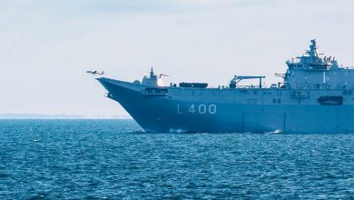A Baykar Bayraktar TB3 UCAV launching from the TCG Anadolu carrier, marking a milestone in Turkish naval aviation and drone technology.