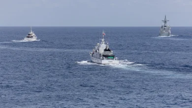 Philippine Coast Guard patrol vessels BRP Suluan and BRP Cabra sail with Philippine Navy frigate BRP Miguel Malvar and USS Curtis Wilbur during a joint maritime activity in the South China Sea, July 16, 2025.