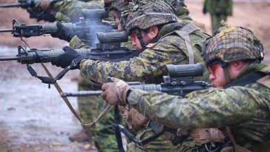 Canadian troops firing C7 rifles