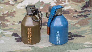 PICATINNY ARSENAL, NJ – The U.S. Army has cleared the M111 Offensive Hand Grenade (OHG) for Full Material Release (FMR). Developed by the Capabilities Program Executive Ammunition and Energetics (CPE A&E), in conjunction with the U.S. Army Combat Capabilities Development Command (DEVCOM) Armaments Center at Picatinny Arsenal, the M111 OHG will replace the obsolete body and fuze of the Mk3A2 hand grenade series, marking the first new lethal hand grenade to achieve FMR since 1968 when the Mk3A2 entered service. The Mk3A2 is restricted for use due to its asbestos body unlike the M111 which utilizes a plastic body that is fully consumed during detonation. U.S. Army photo by Christopher Arthur