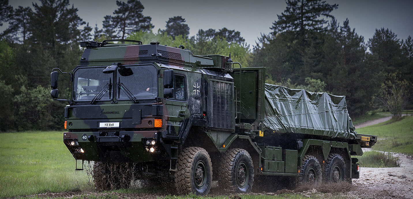 A Rheinmetall HX military truck
