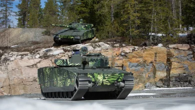 CV90 infantry fighting vehicles during testing. Photo: BAE Systems