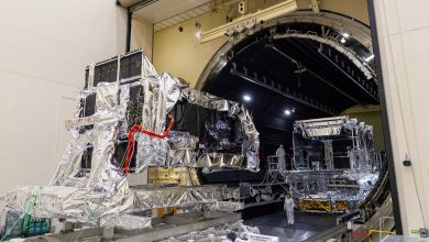 Lockheed Martin's Next-Gen OPIR GEO satellite during its thermal vacuum testing.
