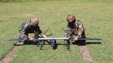 Troops prepare an unmanned aerial system