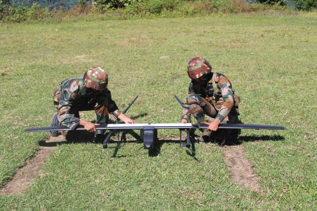 Troops prepare an unmanned aerial system