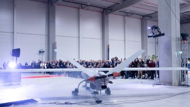 Watchkeeper XR tactical drone at the opening of Elbit Systems' latest factory in Romania