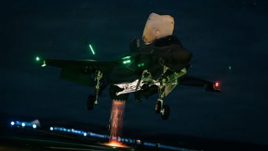 A U.S. Marine Corps F-35B Lightning II with Marine Fighter Attack Squadron (VMFA) 122, 11th Marine Expeditionary Unit, lands on the flight deck of Wasp-class amphibious assault ship USS Boxer (LHD 4) in the Pacific Ocean, March 28, 2026. The 11th MEU is currently underway aboard the Boxer Amphibious Ready Group in the U.S. 3rd Fleet area of operations demonstrating the United States’ long-term commitment to a free and open Indo-Pacific. (U.S. Marine Corps photo by Sgt. Joseph Helms)