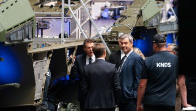 KNDS and Bavaria officials at a new Boxer vehicle production line