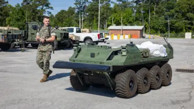 A US Marine Corps service member operates expeditionary logistics equipment during field testing. Photo: Sgt. Rafael BrambilaPelayo/DVIDS