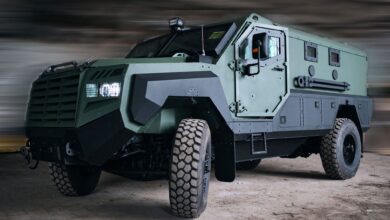 A Roshel Senator Mine Resistant Ambush Protected vehicle