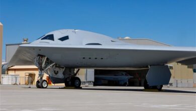 A second B-21 Raider, the world’s sixth-generation stealth bomber, test aircraft arrives at Edwards Air Force Base, Calif., Sept. 11, 2025. The addition of the second test aircraft expands mission systems and weapons integration testing, advancing the program toward operational readiness. (Courtesy photo)