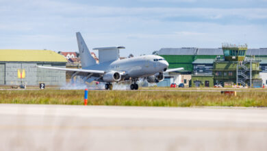 The Royal Air Force receives its first E-7 Wedgetail airborne early warning aircraft.