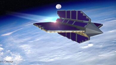 Artist's concept of what a VLEO satellite might look like using the air-breathing electric propulsion technology being developed in the Otter program.