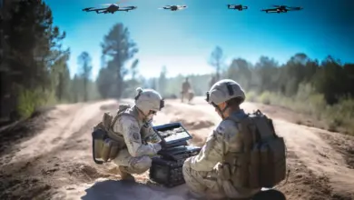 Soldiers operate drone-connected edge computing systems during a field exercise focused on tactical AI and resilient mesh networking. Image: Latent AI