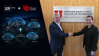Charles Musgrave (left), Dean of the John and Marcia Price College of Engineering at the University of Utah, and Charles Adelman (right), CEO and co-founder of XRDNA, shown in a split image representing the expansion of Mission Fabric to universities.