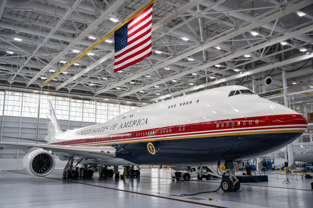 VC-25B Bridge aircraft arrives at Joint Base Andrews, Md., begins commissioning flights. (U.S. Air Force courtesy photo).