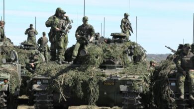 Swedish forces train with allied forces during the Aurora 26 military exercise in April in response to an increased threat along NATO's eastern flank.