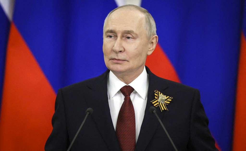 HANDOUT - 09 May 2026, Russia, Moscow: Russian President Vladimir Putin speaks during a press conference after the celebrations of the Victory Day marking the 81st anniversary of the Soviet Union's victory over Nazi Germany during the World War II. Photo: -/Kremlin/dpa - ATTENTION: editorial use only and only if the credit mentioned above is referenced in full (Photo by Kremlin / dpa Picture-Alliance via AFP)