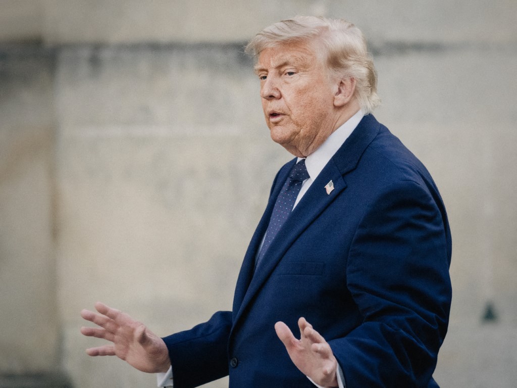 Donald Trump President of the United States of America US makes a gesture with his hands on his arrival ahead of a dinner with the President of the French Republic and his wife organised to celebrate the 250th anniversary of the independence of the United States at the Chateau de Versailles in Versailles France on June 17, 2026.