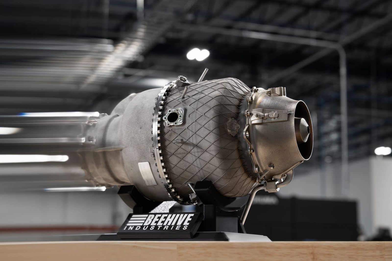 The production version of Beehive Industries’ Frenzy 8 engine, an advanced propulsion system designed for swarm-class drones and uncrewed aerial defense applications.