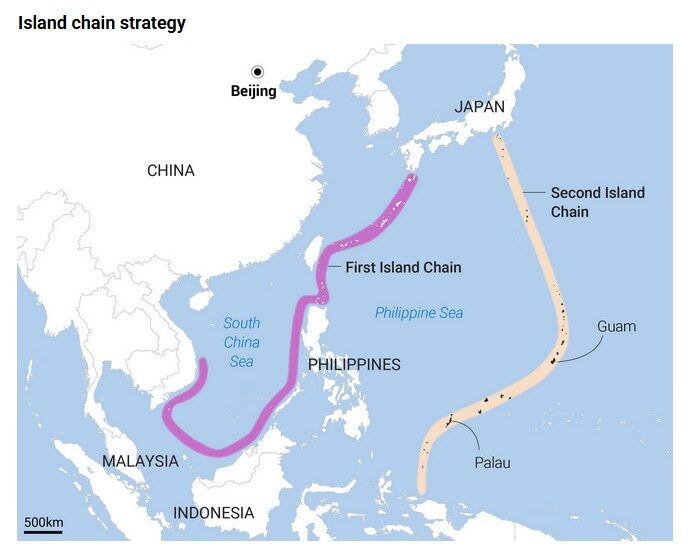 Map of the First and Second Island Chain