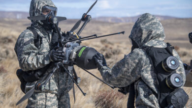 Troops preparing a R80D SkyRaider for chemical, biological, radiological, and nuclear (CBRN) mission. Photo: Teledyne FLIR Defense