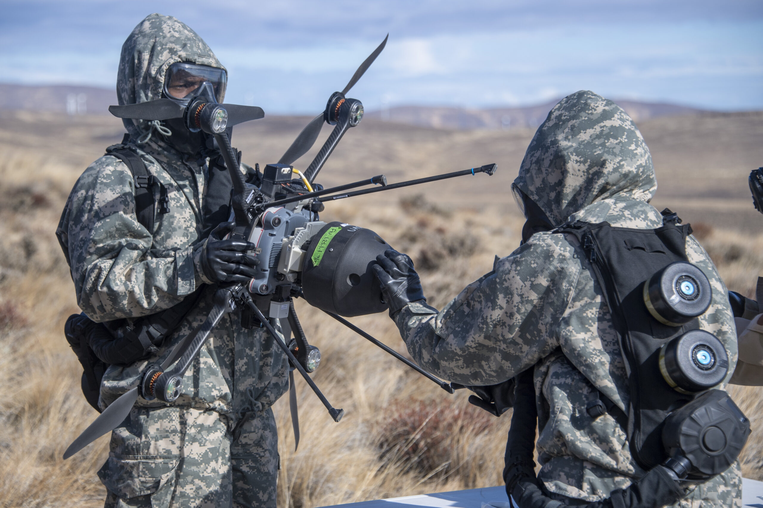 Troops preparing a R80D SkyRaider for chemical, biological, radiological, and nuclear (CBRN) mission. Photo: Teledyne FLIR Defense