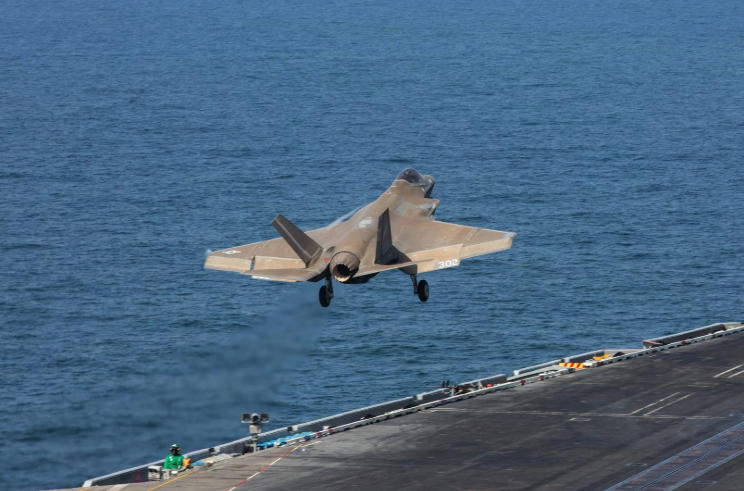 A US Navy F-35C assigned to Operation Epic Fury lifts off from an aircraft carrier. Photo: USCENTCOM