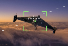 Artistic illustration of a Shahed drone being targeted.
