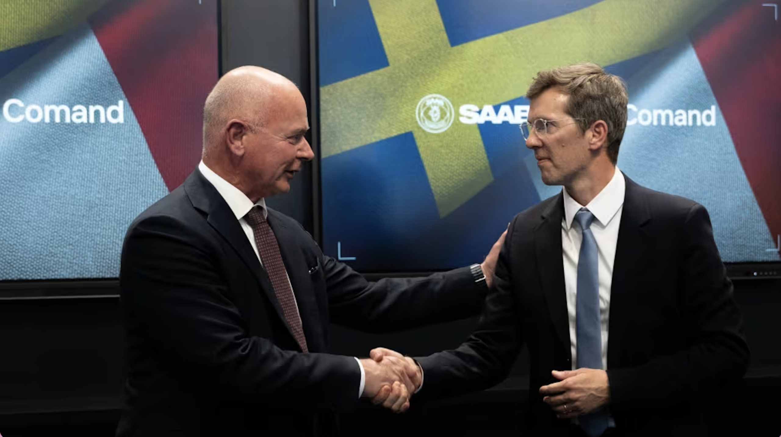 Saab and Comand AI representatives meet following the announcement of Saab’s strategic investment in the French artificial intelligence firm. Photo: Saab
