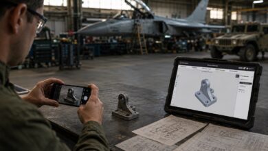 A technician photographs a legacy component with a smartphone — the first step in NoviVision's AI-powered reverse engineering workflow.